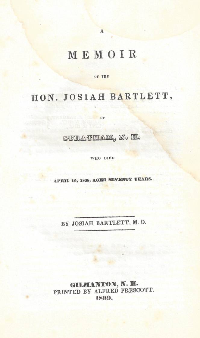 Josiah Bartlett memoir cover - Copy